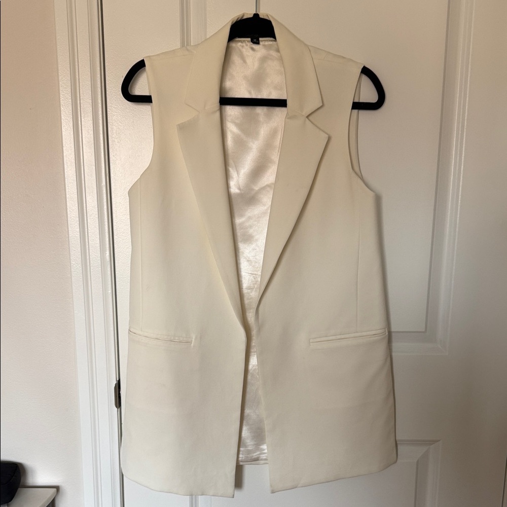 Sleeveless Cream Blazer Vest